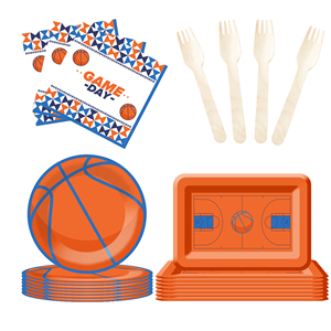 DAMAI New Customized Design Basketball Theme Disposable Dessert Dinner <b>Paper</b> Plates Cups Napkin Tableware Set for Kid Party - Product Image 3