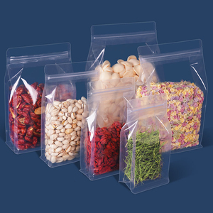 Clear Stand Up Zipper Bag Plastic Eight Side Seal Resealable Ziplock Box Pouch For Food Packaging Flat Bottom Bags