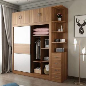 Meilleures ventes - Armoire en bois sur mesure, armoire <span class=keywords><strong>de</strong></span> chambre à coucher, <span class=keywords><strong>porte</strong></span> en verre - Armoire <span class=keywords><strong>pliante</strong></span> - Product Image 5