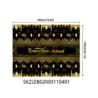 Nappe Ramadan Mubarak Eid Al Fitr noire et or, nappe rectangulaire pour table à manger, décoration pour fête de famille