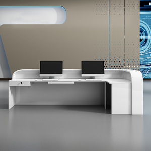 <span class=keywords><strong>Mostrador</strong></span> de Recepción Económico para Salón de Belleza con Caja Registradora, Mesa de Recepción Blanca para Oficina - Product Image 3