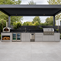 Ensemble de cuisine extérieure avec pergola, barbecue en acier inoxydable 304, évier, réfrigérateur, four à pizza, modulaire pour jardin
