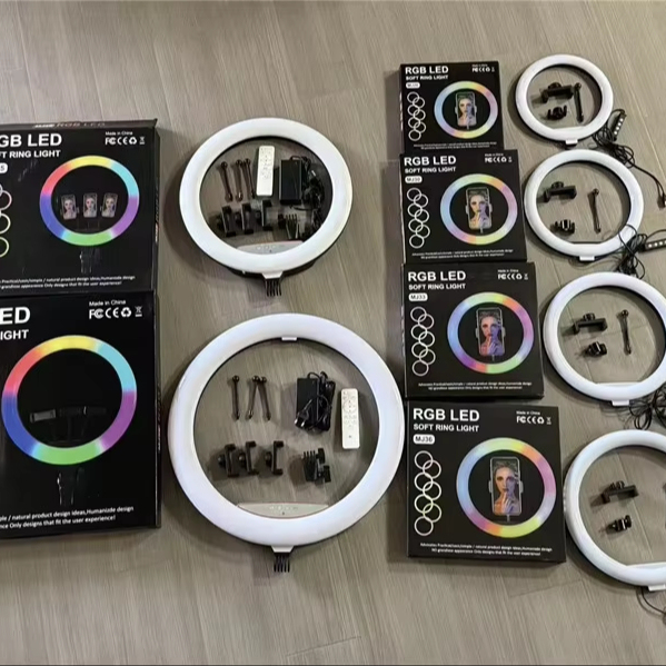 MJ45 18 Inch Color Fill Light Selfie Ring Light With 3 Cell Phone Holder&Remote Control 18 Inch RGB Ring Light