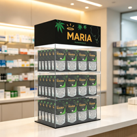 Vitrine de présentation en acrylique éclairée par LED pour comptoir, avec en-tête de marque personnalisée, présentoir de vente au détail lumineux