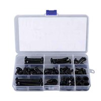 Kit de vis en acier inoxydable noir carbone DIY, classes métriques 10.9 et 12.9, boîte plastique, pour meubles, industrie, automobile, réparation électrique
