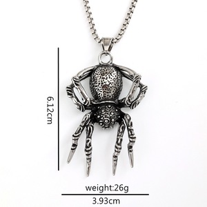 Collar con colgante de araña de acero inoxidable yunique para hombre, joyería de moda para fiesta, diseño asimétrico con forma de insecto, estilo geométrico - Product Image 5