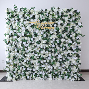 Panneau mural de fleurs rouges de haute qualité bon marché toile de fond enroulable décoration de mariage mur de fleurs - Product Image 3