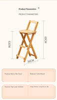 Tabouret pliant en bambou, chaise haute pliante avec dossier, tabouret de bar portable et peu encombrant pour la maison