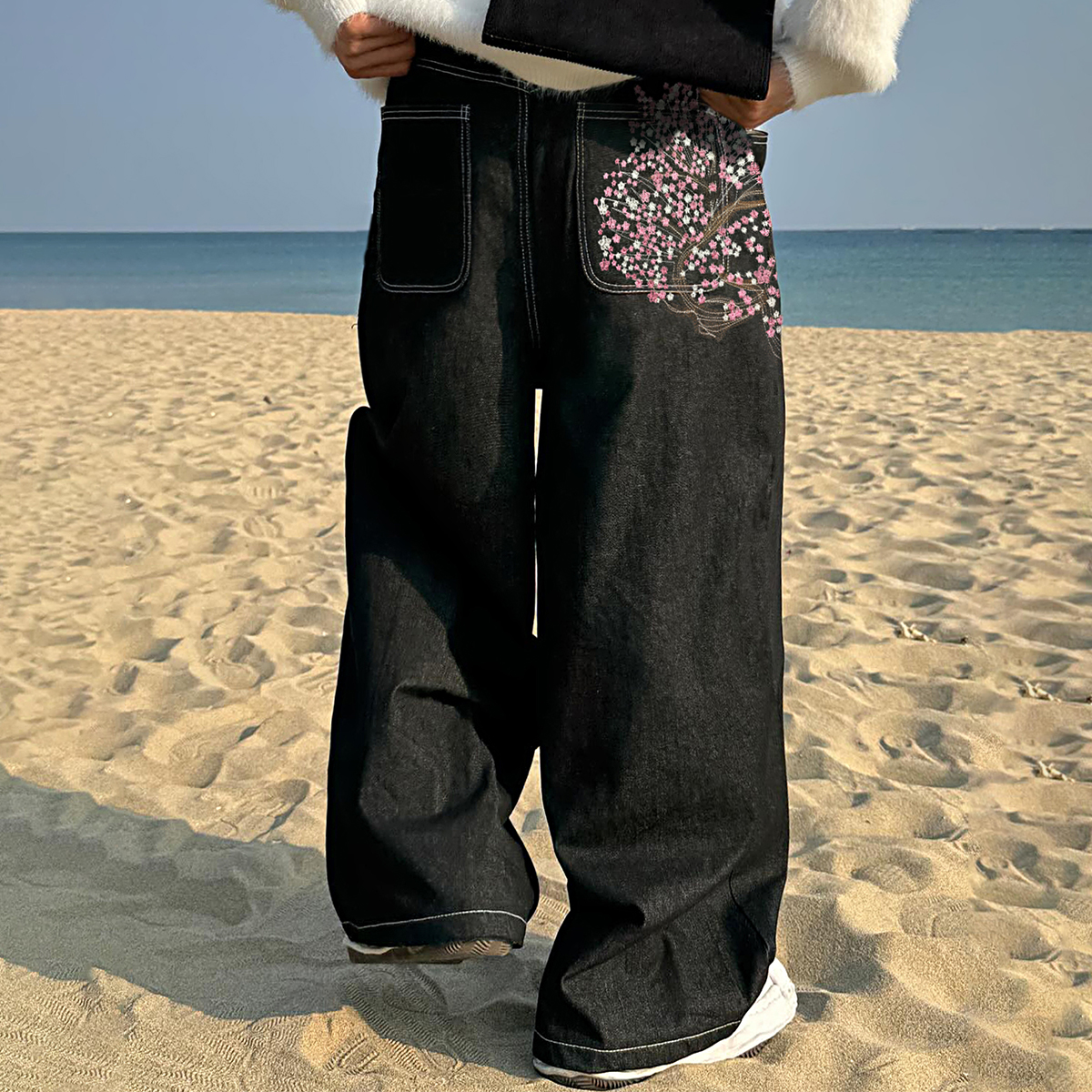 Elegante amp; Caliente pantalones vaqueros de flores a precios