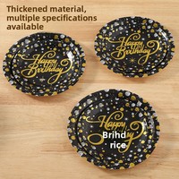 Platos para Cena, Serie con Estampado Dorado, Grado Alimenticio, Gruesos, Impermeables, Resistentes al Aceite y al Calor, Desechables, Decoraciones para Fiestas