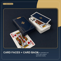 Cartes à Jouer Personnalisées Sans Marque Écologiques en Papier Bleu et Or à Motifs Géométriques Guan Dan, Multi-Paquets, pour Usage Familial, Boîte en Papier Durable et Portable
