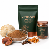Mélange de poudre d'extraits de plantes 10 en 1 aux champignons, Crinière de lion, Reishi, Chaga, Cordyceps, Café instantané aux champignons, Marque privée, OEM, Personnalisé