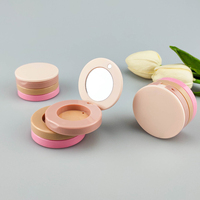 Coffret cosmétique, Palette d'ombres à paupières ronde vide, couleur unique, ovale, Transparent, paillettes bleues, fard à joues, étui en poudre ample