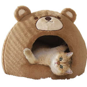 Tempat tidur dalam ruangan lucu untuk anjing kecil dan kucing musim dingin hangat anak kucing sarang dengan pola hewan produk rumah hewan peliharaan - Product Image 1