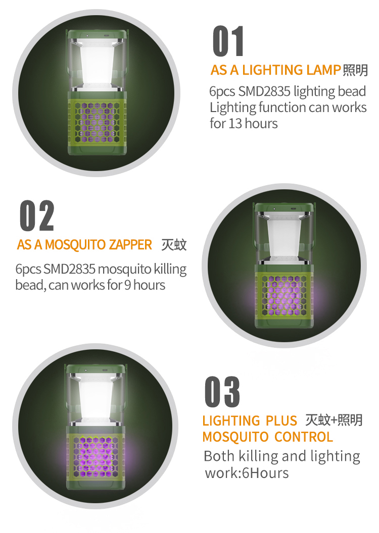 Dayang 2-in-1 camping lantern bug zapper mosquito killer lamp tent light waterproof insect mosquito killer led lantern