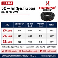 Câble de signal flexible HONGPAI UL2464 à 5 conducteurs, fil de cuivre toronné 28AWG, gaine PVC 300V, câble de commande électronique