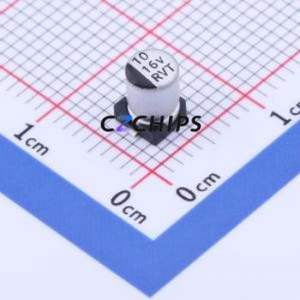 Condensador Electrolítico de Aluminio SMD RVT1C100M0405 10UF 16V, D4xL5.4mm 20% 15mA-120Hz - Product Image 1