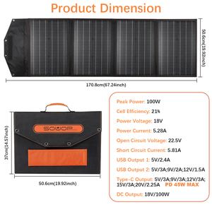 Souop Outdoor Camping Backup Waterproof 18v 400w Flexible Portable <b>Solar</b> Blanket Foldable Monocrystalline <b>500</b> <b>Watt</b> <b>Solar</b> <b>Panel</b> - Product Image 4