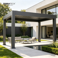 Auvent électrique autoportant en aluminium robuste avec toit à lames rétractables, éco-responsable, installation facile pour patios et terrasses