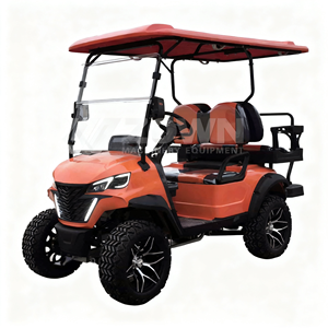 Buggy de Golf Todoterreno Naranja Metálico de 6 Plazas con Protección Delantera y Parabrisas Plegable para Transporte de Visitantes en Villas y Clubs - Product Image 1