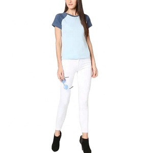 Camiseta de algodón con estampado personalizado para mujer, camiseta de manga corta en blanco de talla grande, camisetas lisas redondas a granel - Product Image 4