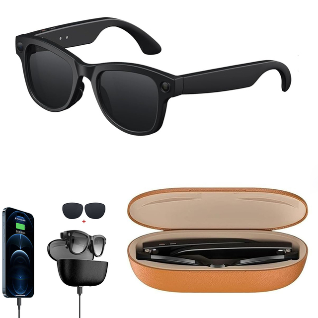 AI Translation Glasses 8MP Video Recording Comes with Charging BT Call Music Playback Smart Glasses with Camera Wifi