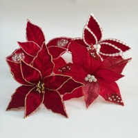 Fleurs artificielles de Poinsettia pour décoration de Noël, idéales pour couronnes, de haute qualité, pour affichage festif en maison, centre commercial, taille personnalisée, cérémonie