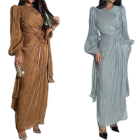 Robe de soirée élégante pour femme Lignes, nouvelle collection, avec ruban et volants, couleur marron