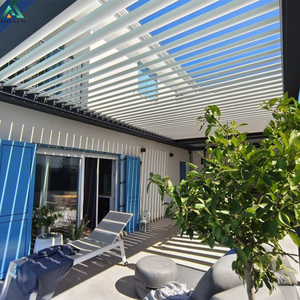 Pergola à lames orientables en aluminium de luxe ANCSEM avec cuisine extérieure, barbecue, cadre enduit de peinture thermique imperméable pour <span class=keywords><strong>piscine</strong></span>/cour - Product Image 6