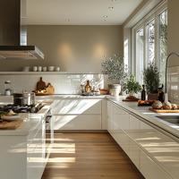 Meubles de cuisine modulaires américains sur mesure, design moderne, laque mate, prêts à assembler