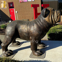 Sculpture métallique sur mesure de grande taille, statue de bouledogue en bronze grandeur nature à vendre