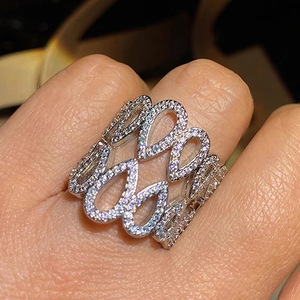 <b>Adjustable</b> Open Teardrop <b>Ring</b> for Women Hollow Sparkling Fashion Jewelry Wholesale - Product Image 3