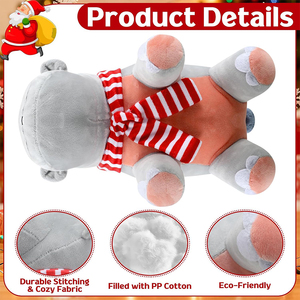 Peluche Ippopotamo di Alta Qualità da 10 Pollici con Perline Pesanti nei Piedi, Morbido Cuscino Imbottito a Forma di Ippopotamo per Regali di Natale - Product Image 2