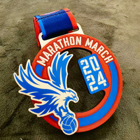 Nouvelles médailles de course en bois gravées au laser avec logo, trophées sportifs imprimés UV, médailles en bois sculptées à la main, artisanat métallique