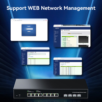 Switch Ethernet Administrado por Web de 10 Gb y 8 Puertos, 4 Puertos SFP+, Concentrador de Red para Laboratorio en Casa, Divisor de Internet, Capacidad de 240 Gbps, VLAN, QoS
