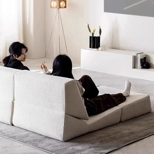 Canapé-lit moderne en velours en forme de L, convertible, sectionnel, sans accoudoirs, avec dossier modulable, pour salon, vert et orange - Product Image 4