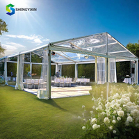 Carpa de Techo Transparente con Estructura en A para 500 Personas, con Tela de PVC Impermeable para Exposiciones y Eventos al Aire Libre