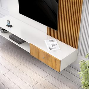 Wooden Home Furniture <strong>Tv</strong> Entertainment Wall Mount <strong>Unit</strong> Wall Panel for <strong>Tv</strong> <strong>Unit</strong> up to 55 Inches Living Room Furniture - <strong>Brown</strong> - Product Image 5