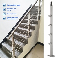 Mai Huan Main courante d'escalier et de balcon en acier inoxydable 304, antirouille, autoportante, pour usage domestique intérieur, tube carré avec finition brossée