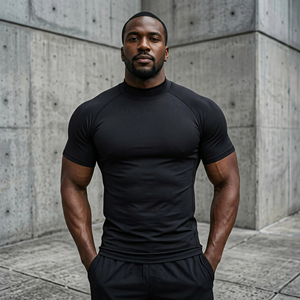 Custom Fitted Men's Tees Low MOQ Supplier Compression Tshirt Factory Stretchy Anti-shrink Summer GYM Fitness Sport T-shirt - Product Image 1