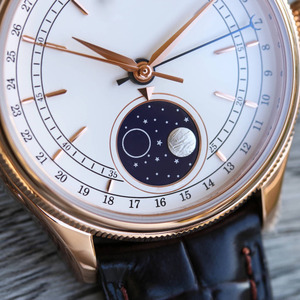 Nuevo Modelo de Reloj para Hombre, Todo en Oro Rosa y Oro Rojo, Tecnología de Vanguardia, Correa de Cuero Italiano Negro, Reloj con Fase Lunar - Product Image 4