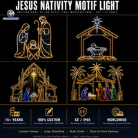 Guirlande lumineuse LED personnalisée 2D représentant la Nativité de Jésus, pour extérieur, IP65, pour la décoration de Noël, religieuse, pour églises, événements commerciaux et festivals.