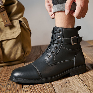 Nouvelles Bottes de Travail Montantes en Cuir pour Hommes Style Britannique 2026, Antidérapantes, à Lacets et Bout Rond - Product Image 4