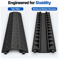 Rampe de protection de câbles en PVC noir, monocanal, 1000 mm, antidérapante, emboîtable, profil bas, pour entrepôt, atelier, piéton