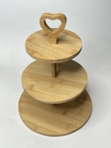Luxury Promotional Custom Shape Bamboo <strong>3</strong> <strong>Tier</strong> <strong>Cake</strong> <strong>Stand</strong> for Hotel Bamboo <strong>Cake</strong> Tray for Wedding Party - Product Image 3