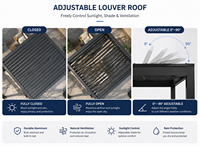 Pergola de jardin en aluminium 4*6m facile à installer avec écrans coupe-vent, toit à lames motorisé, gazebo extérieur imperméable