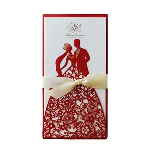 Kit d'<span class=keywords><strong>invitation</strong></span> de mariage à pochettes découpées au Laser, carton d'<span class=keywords><strong>invitation</strong></span> <span class=keywords><strong>avec</strong></span> enveloppes pour fête prénuptiale, fiançailles - Product Image 1