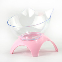 Excellentes fournitures pour animaux de compagnie bol de nourriture pour chat à double bol en plastique protège-cou bol pour chat multi-usage