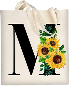 Bolsas reutilizables ligeras para abuela, mamá, tema de letras florales personalizadas, uso diario, bolsa de lona para playa, bolsa de mano personalizada ecológica - Product Image 1