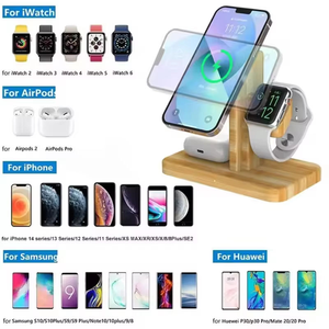 Estación de Carga Inalámbrica 3 en 1 de Bambú de 15W, Cargador Rápido para iPhone y Samsung con Logotipo Personalizado - Product Image 5